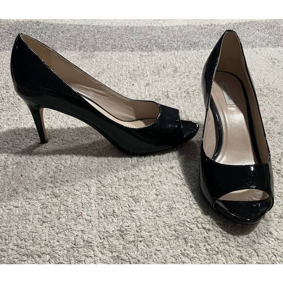 Cole Haan Black Peep Toe Heels - Picture 1 of 11